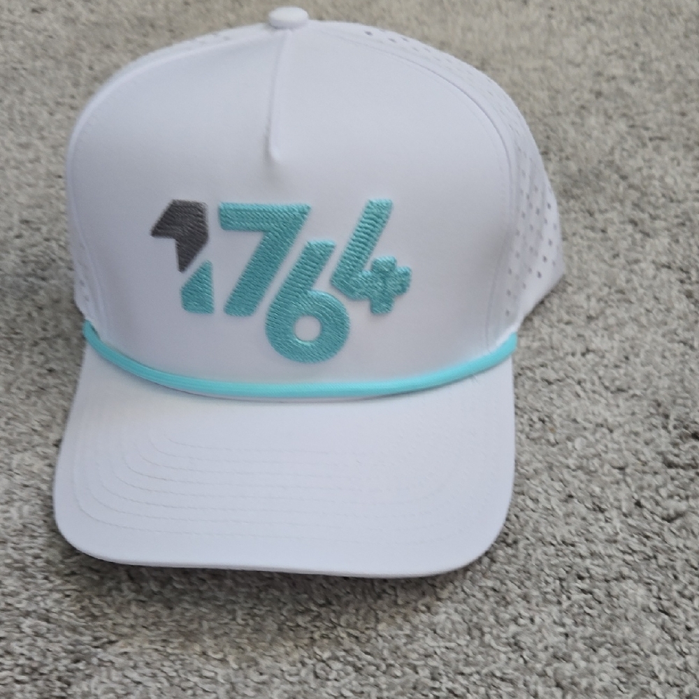Men's White and Teal Cap